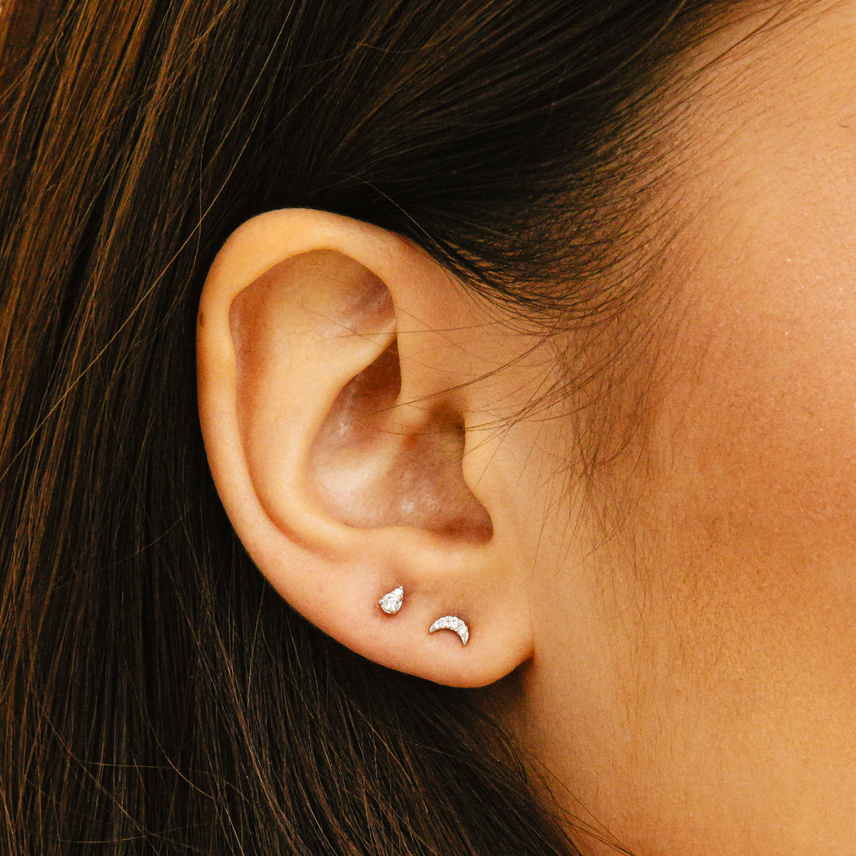Mini Crescent Moon Studs