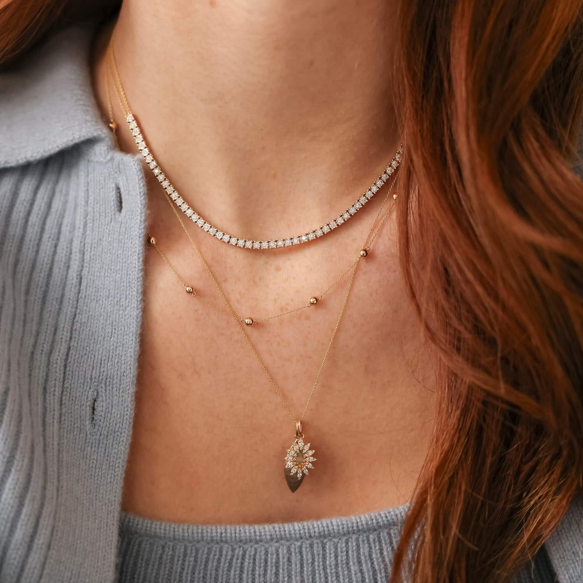 Poppy Rae Pebble Station Necklace