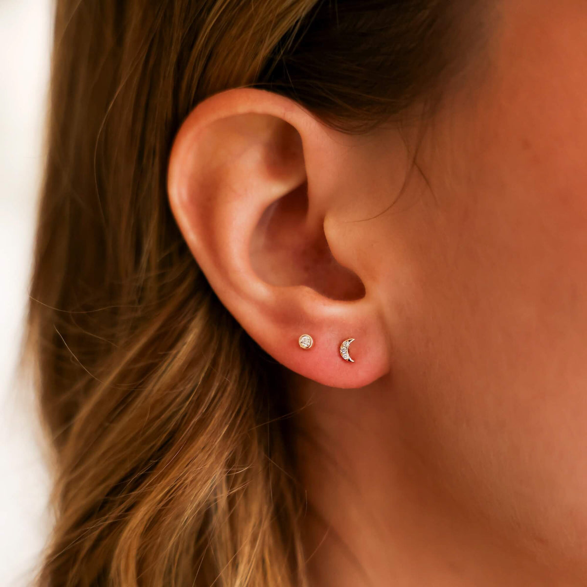 Mini Crescent Moon Studs