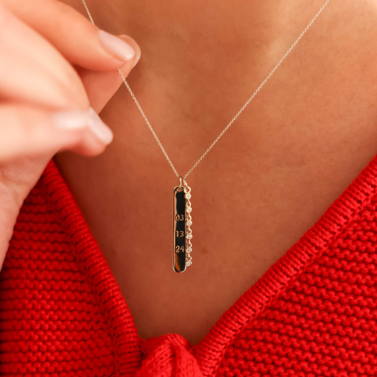 Lulu Jack Vertical Bar and Diamond Bezel Link Necklace