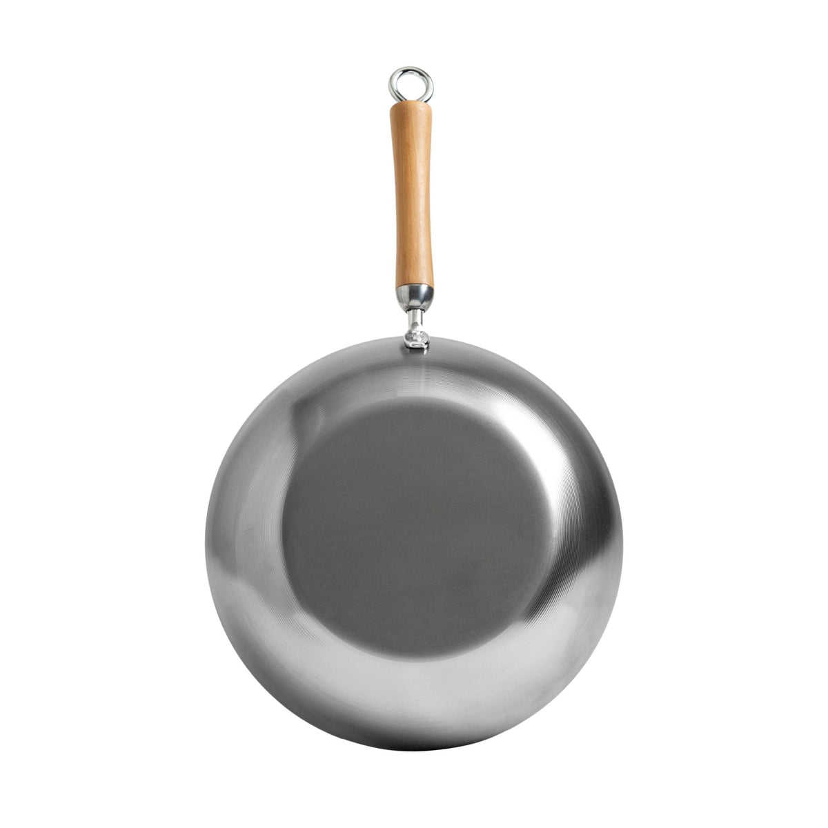 J21-9979 - Joyce Chen Uncoated Carbon Steel Stir Fry Pan with Birch Handle, 12"