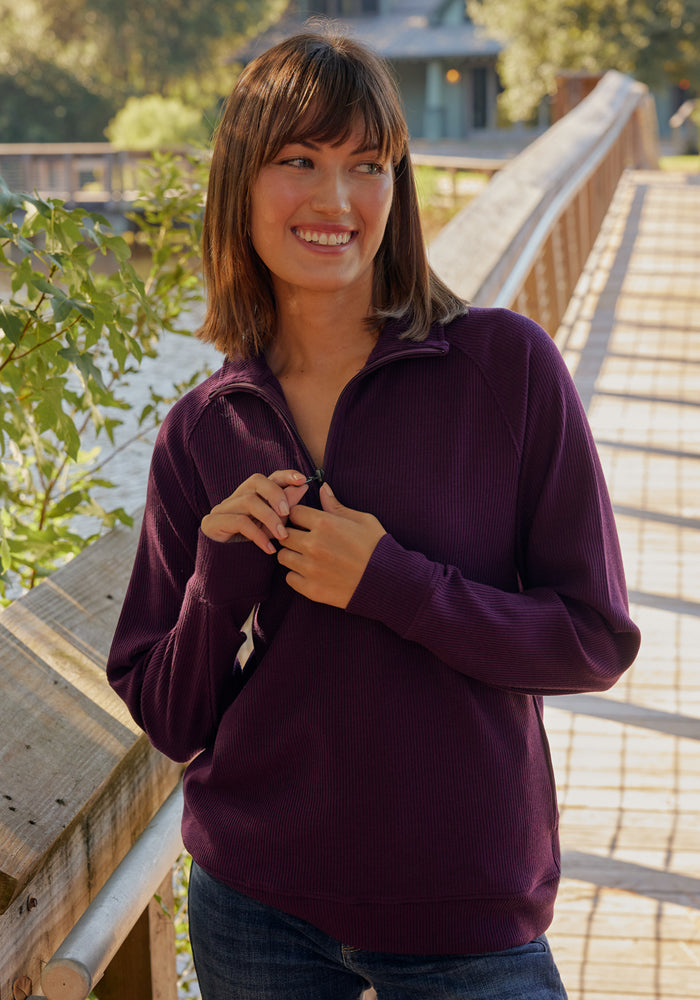 Quinn Ribbed 1/4 Zip - Black