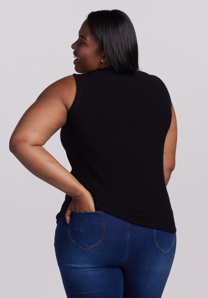 Raegan Ribbed Tank Top - Black