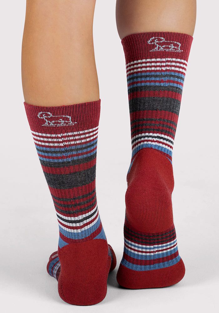 Womens Everyday Crew Socks - Rhubarb Stripe