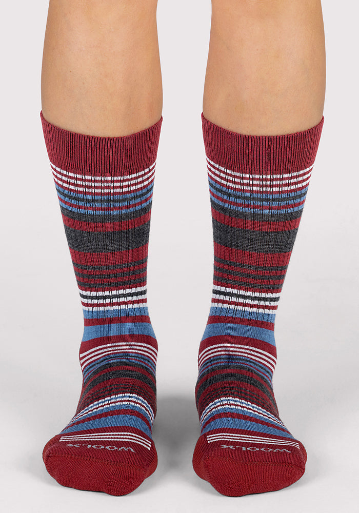 Womens Everyday Crew Socks - Rhubarb Stripe