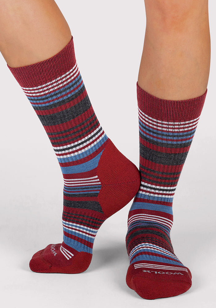 Womens Everyday Crew Socks - Rhubarb Stripe