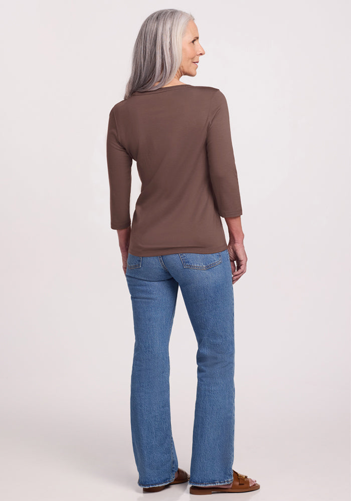 Jenny 3/4 Sleeve Crew Neck - Peppercorn