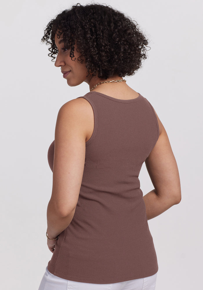 Vivi Ribbed Tank - Peppercorn