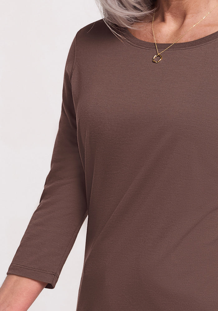 Jenny 3/4 Sleeve Crew Neck - Peppercorn