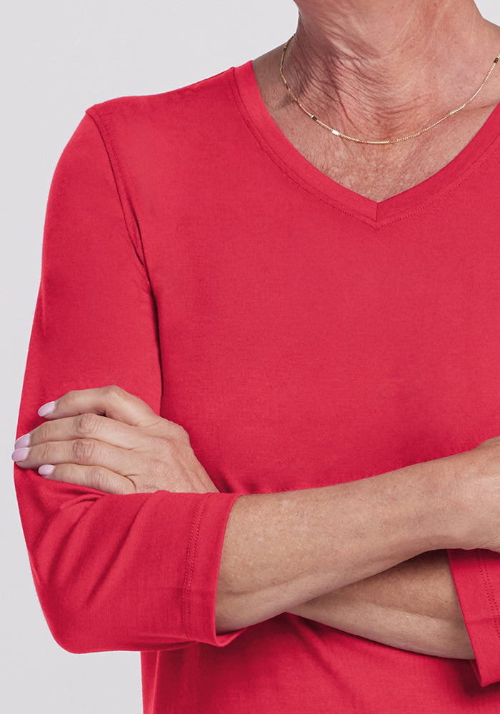Elena 3/4 Sleeve V Neck - Berry Ice Pop