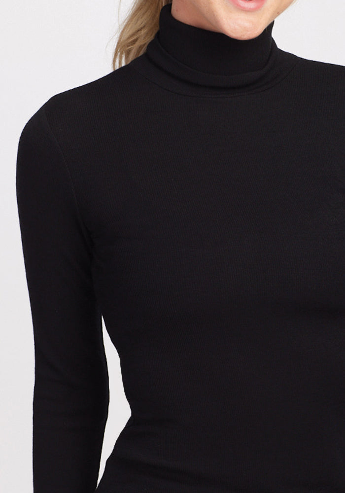 Sage Petite Ribbed Turtleneck - Black