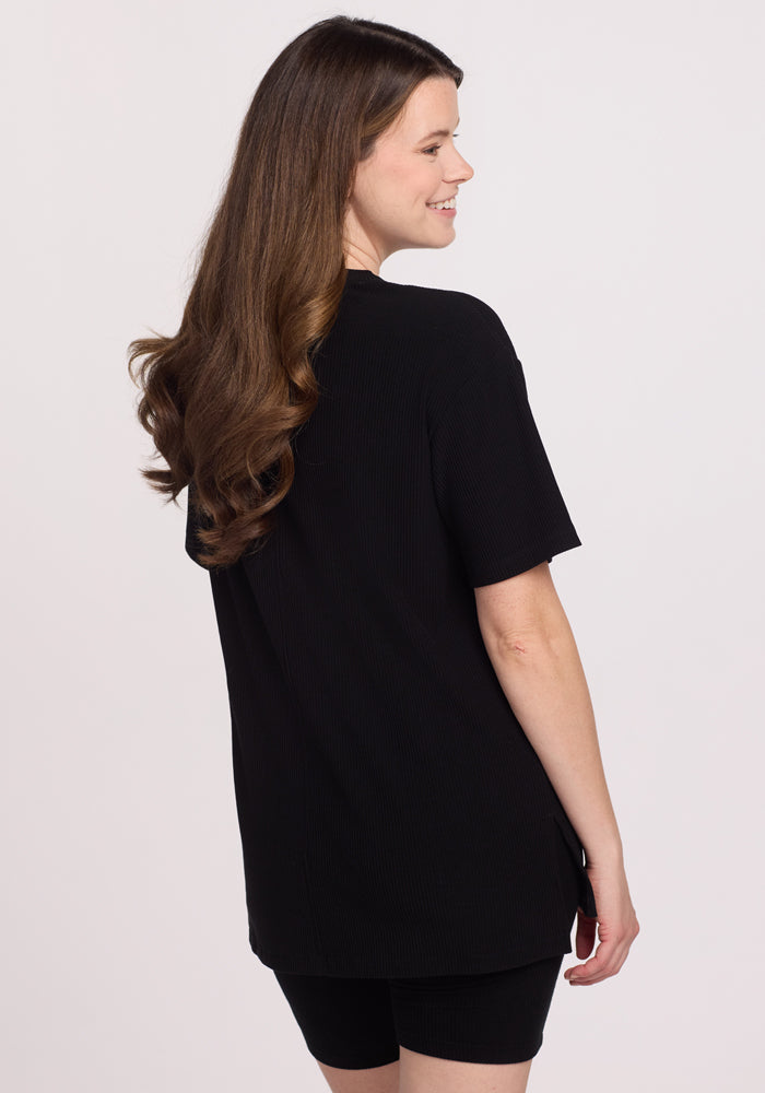 Vera Ribbed Tunic - Black
