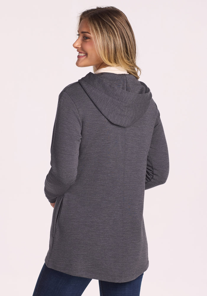 Edna Hooded Cardigan - Cinder Melange
