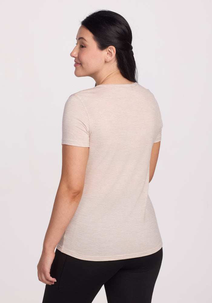 Liza Crew Neck Tee - Cream Heather