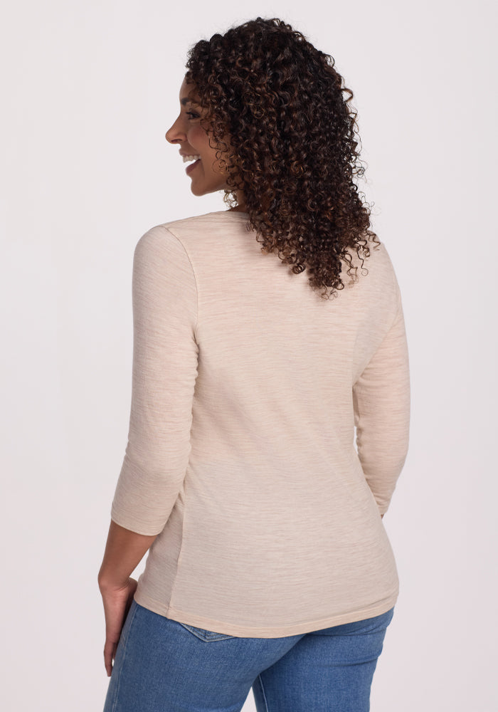 Jenny 3/4 Sleeve Crew Neck - Cream Heather
