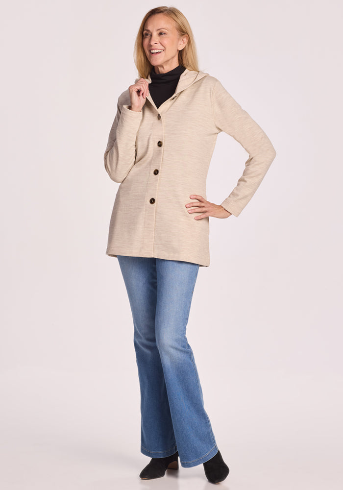 Edna Hooded Cardigan - Cream Heather