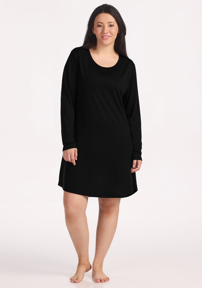 Lucille Long Sleeve Nightgown - Black
