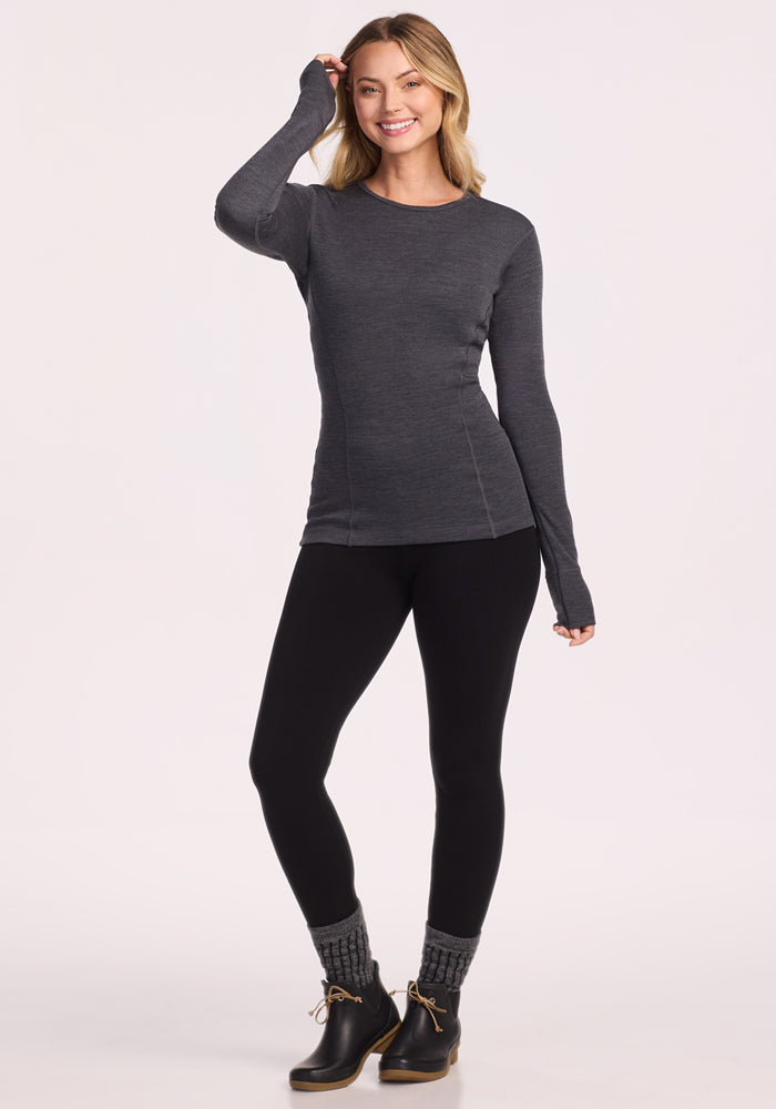 Hannah Long Sleeve Top - Cinder Melange