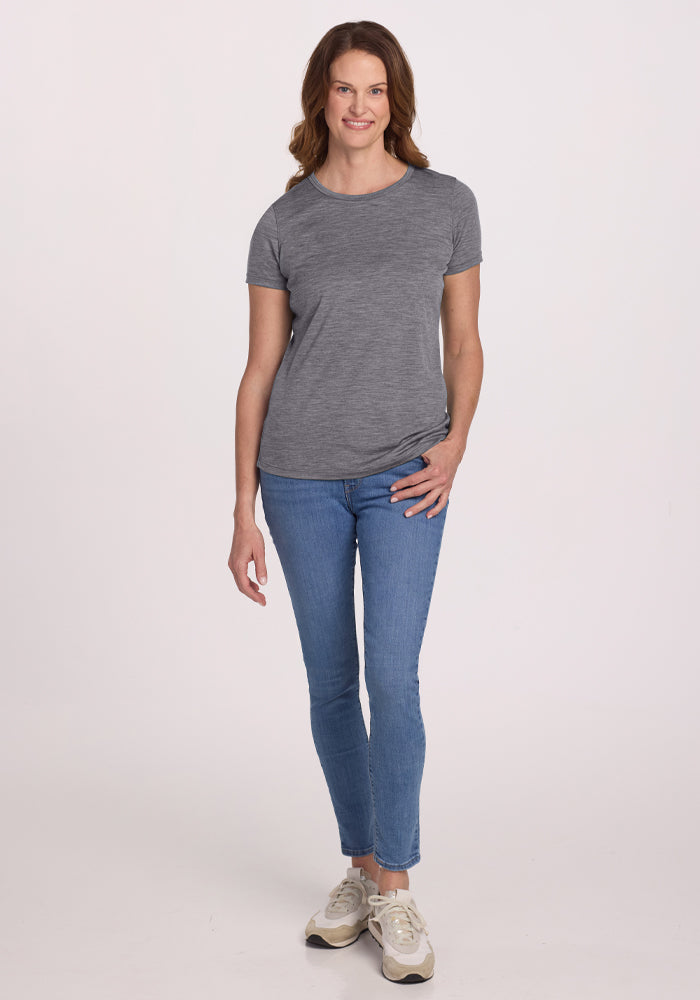 Liza Crew Neck Tee - Graphite Heather