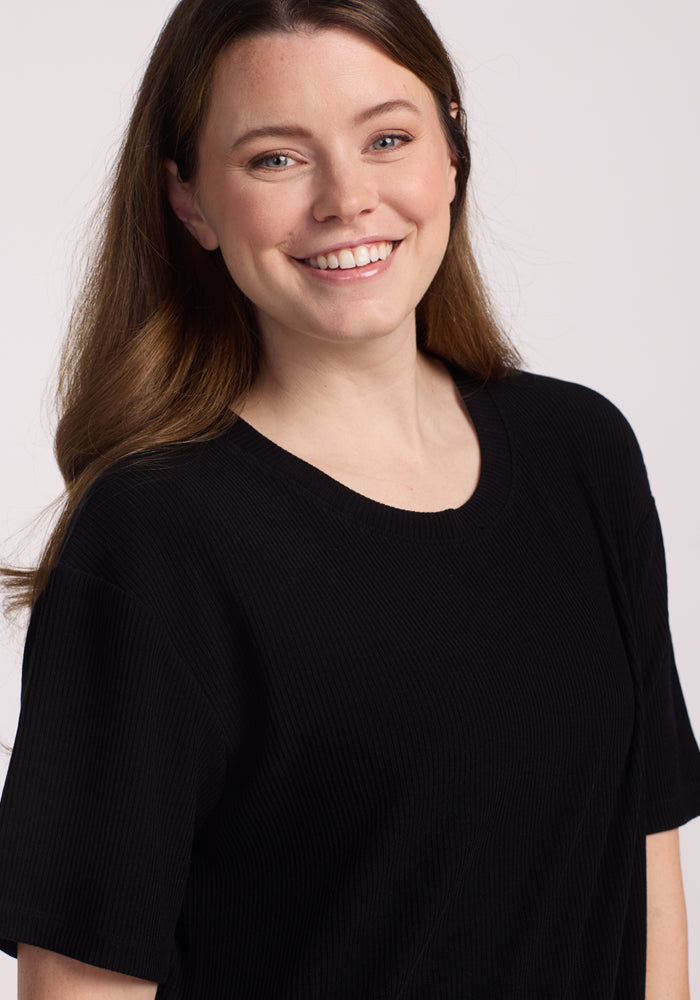 Vera Ribbed Tunic - Black