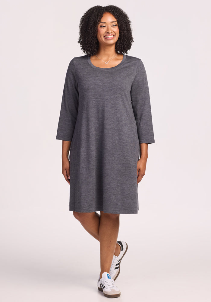 Rissa A Line Dress - Cinder Melange