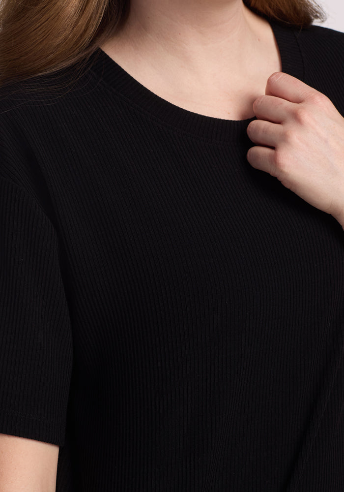 Vera Ribbed Tunic - Black