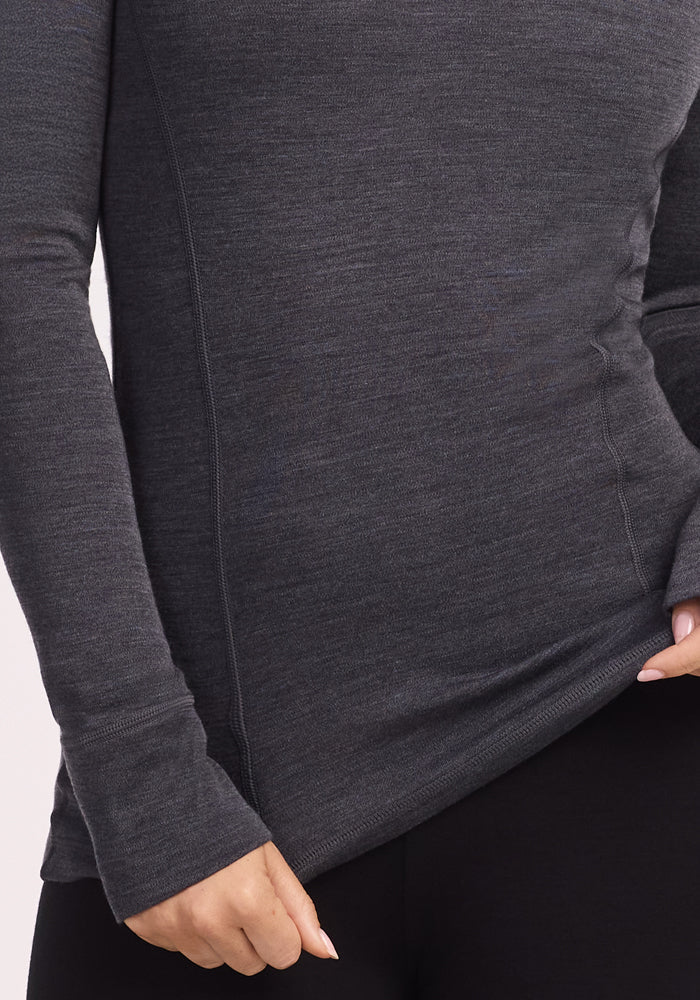 Hannah Long Sleeve Top - Cinder Melange