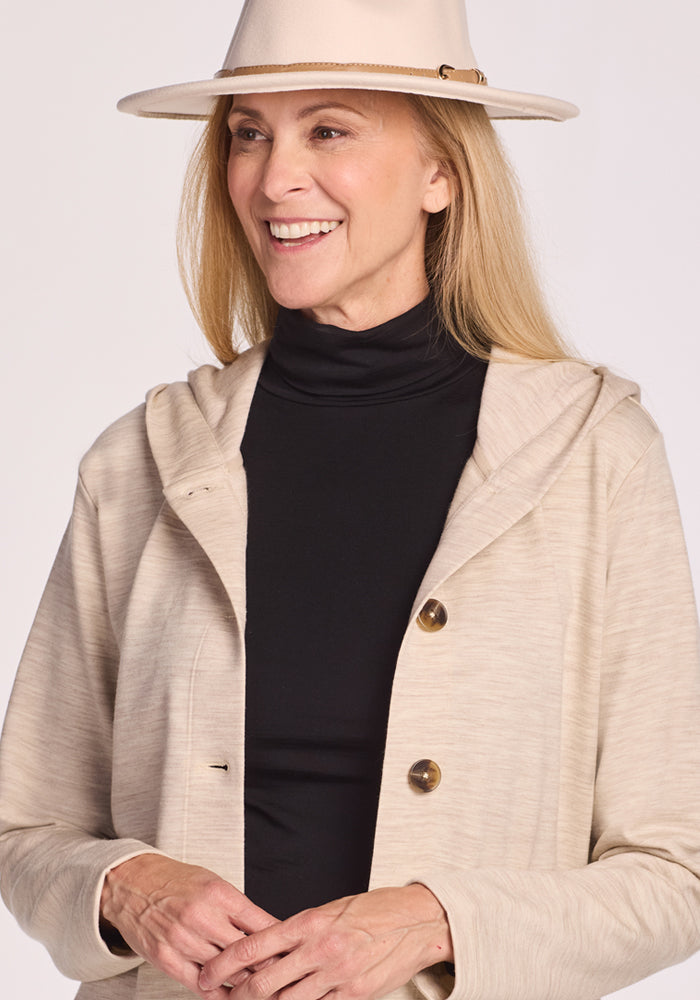 Edna Hooded Cardigan - Cream Heather