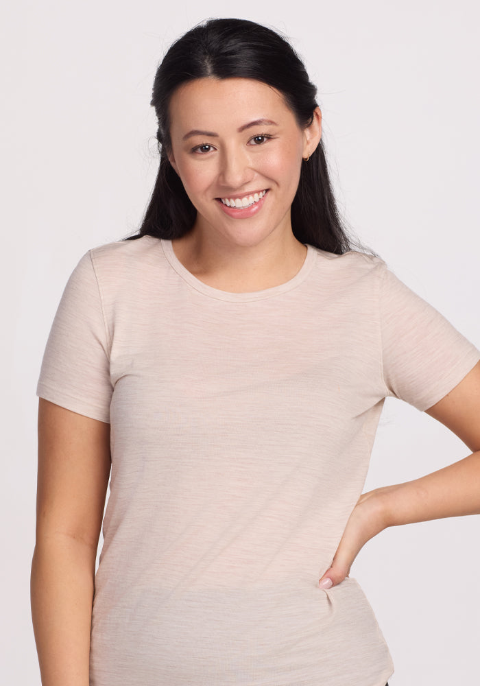 Liza Crew Neck Tee - Cream Heather