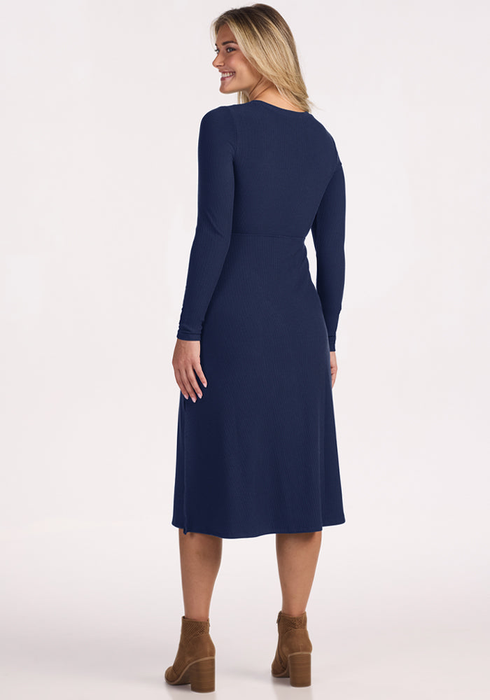 Caroline Ribbed Twirl Dress - Ocean Cavern