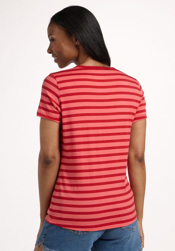 Liza Crew Neck Tee - Wildberry Stripe