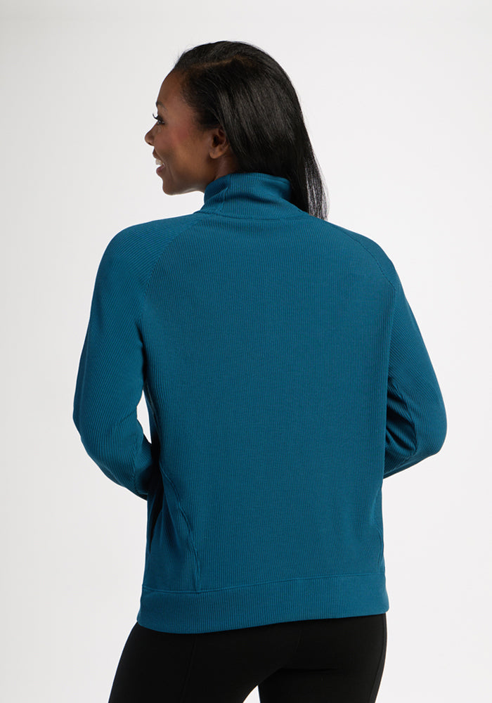 Quinn Ribbed 1/4 Zip - Blue Pine