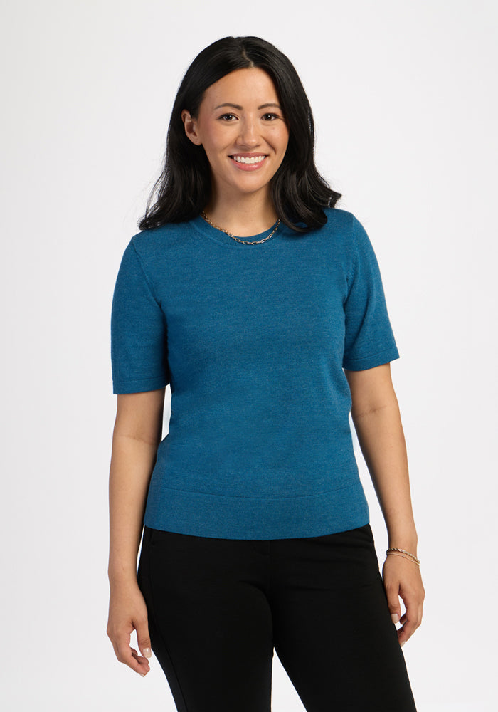 Anna Crew Sweater - Blue Pine
