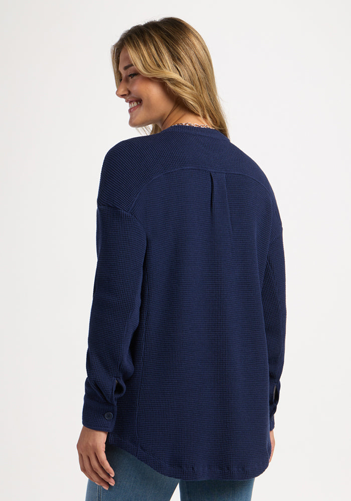Oaklynn Waffle Shacket - Ocean Cavern