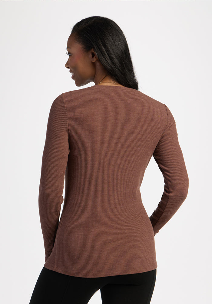 Hadley Ribbed Crew - Sable Heather