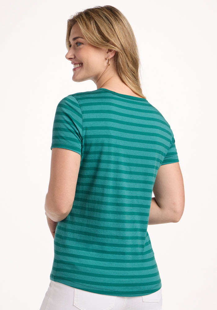 Liza Crew Neck Tee - Woodland Stripe