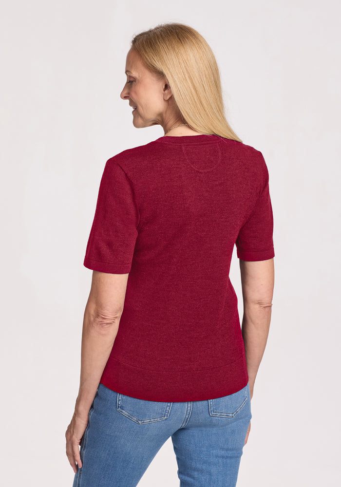 Anna Crew Sweater - Beet Red