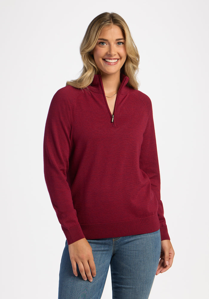 Collins 1/4 Zip Sweater - Beet Red