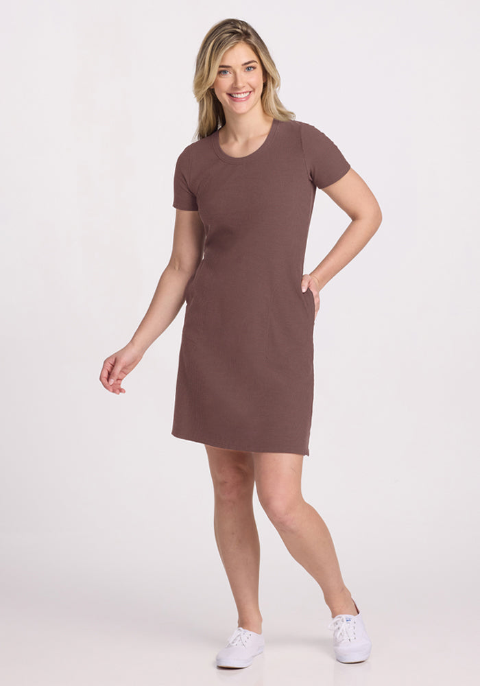 Harlowe Ribbed Dress - Peppercorn