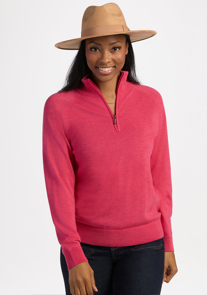 Collins 1/4 Zip Sweater - Vivid Rose