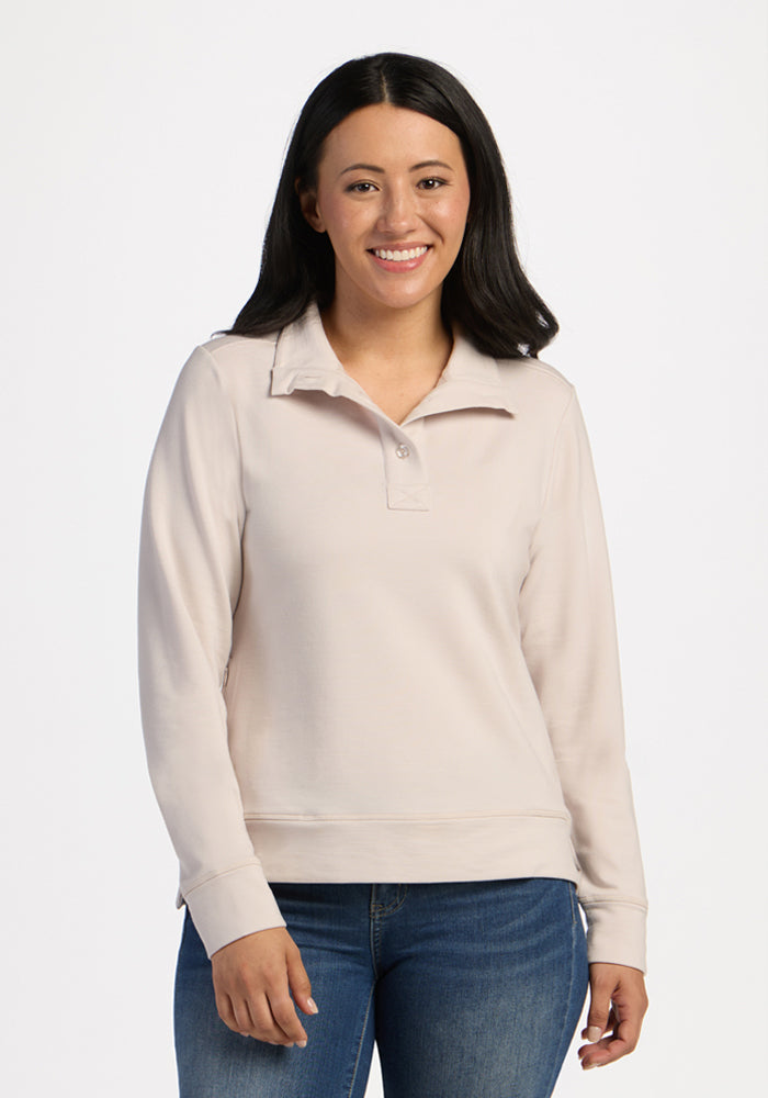 Annie 3 Button Pullover - Ecru