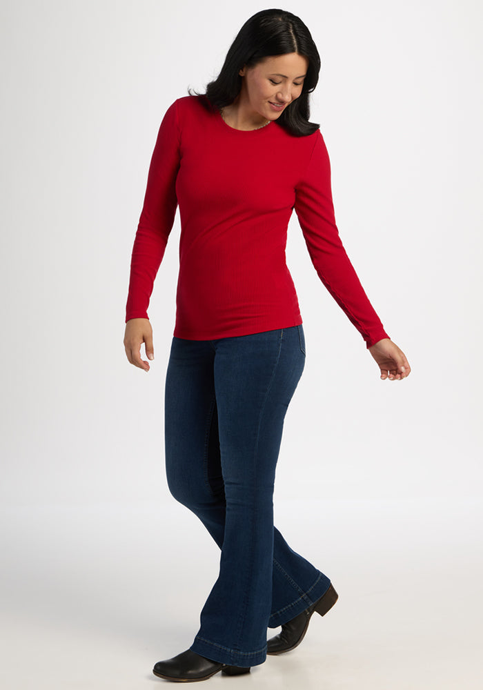 Hadley Ribbed Crew - Maraschino Cherry