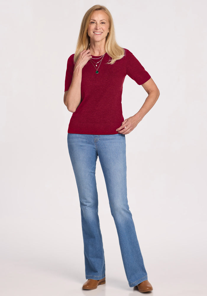 Anna Crew Sweater - Beet Red
