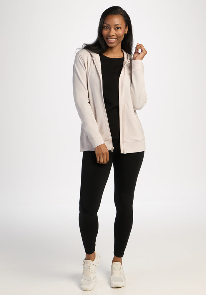 Darby Zip Up Hoodie - Ecru