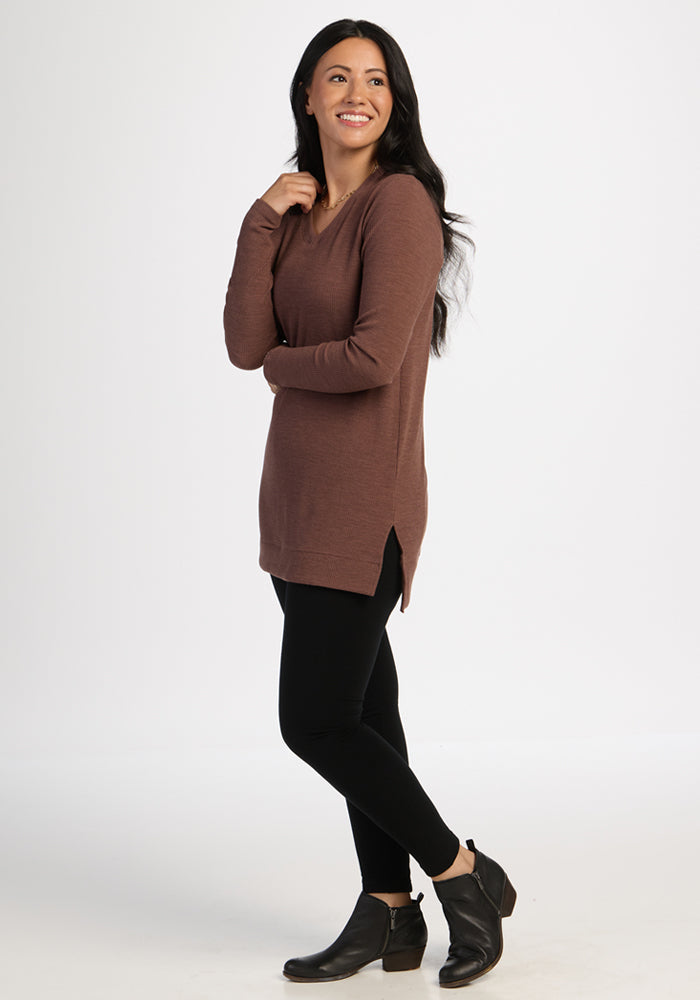 Evie Ribbed Tunic - Sable Heather