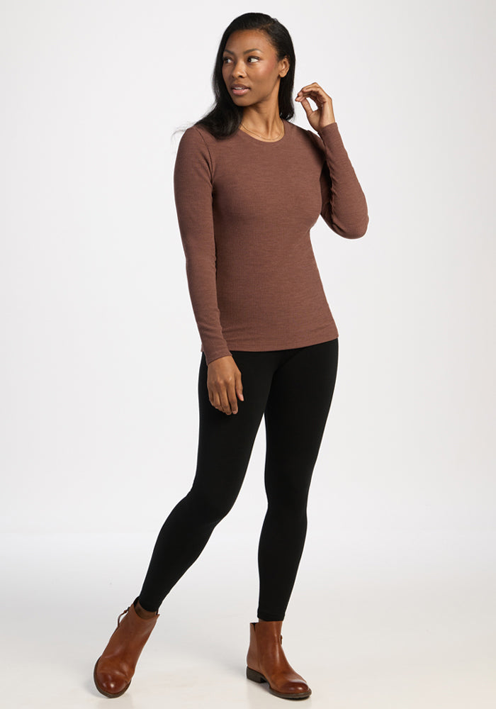 Hadley Ribbed Crew - Sable Heather