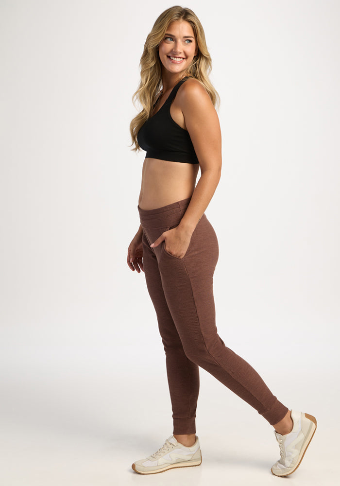 Lennon Ribbed Joggers - Sable Heather