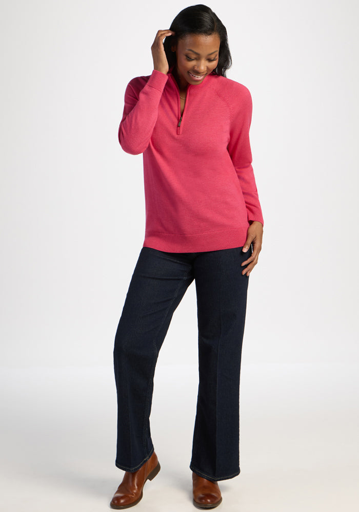Collins 1/4 Zip Sweater - Vivid Rose