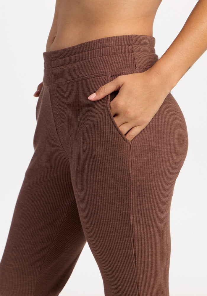 Lennon Ribbed Joggers - Sable Heather