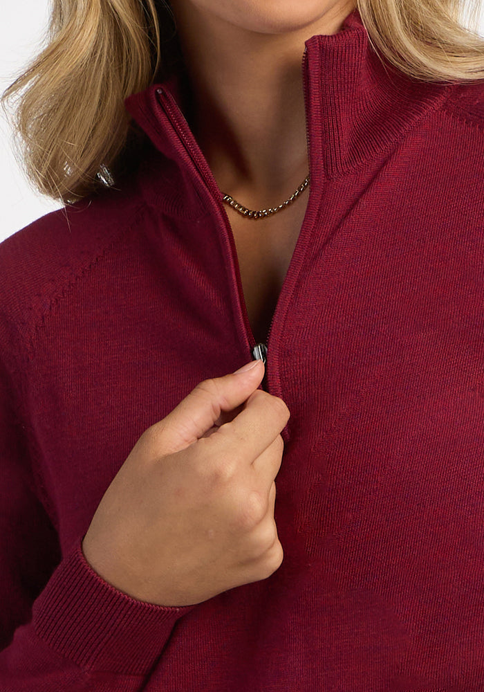 Collins 1/4 Zip Sweater - Beet Red